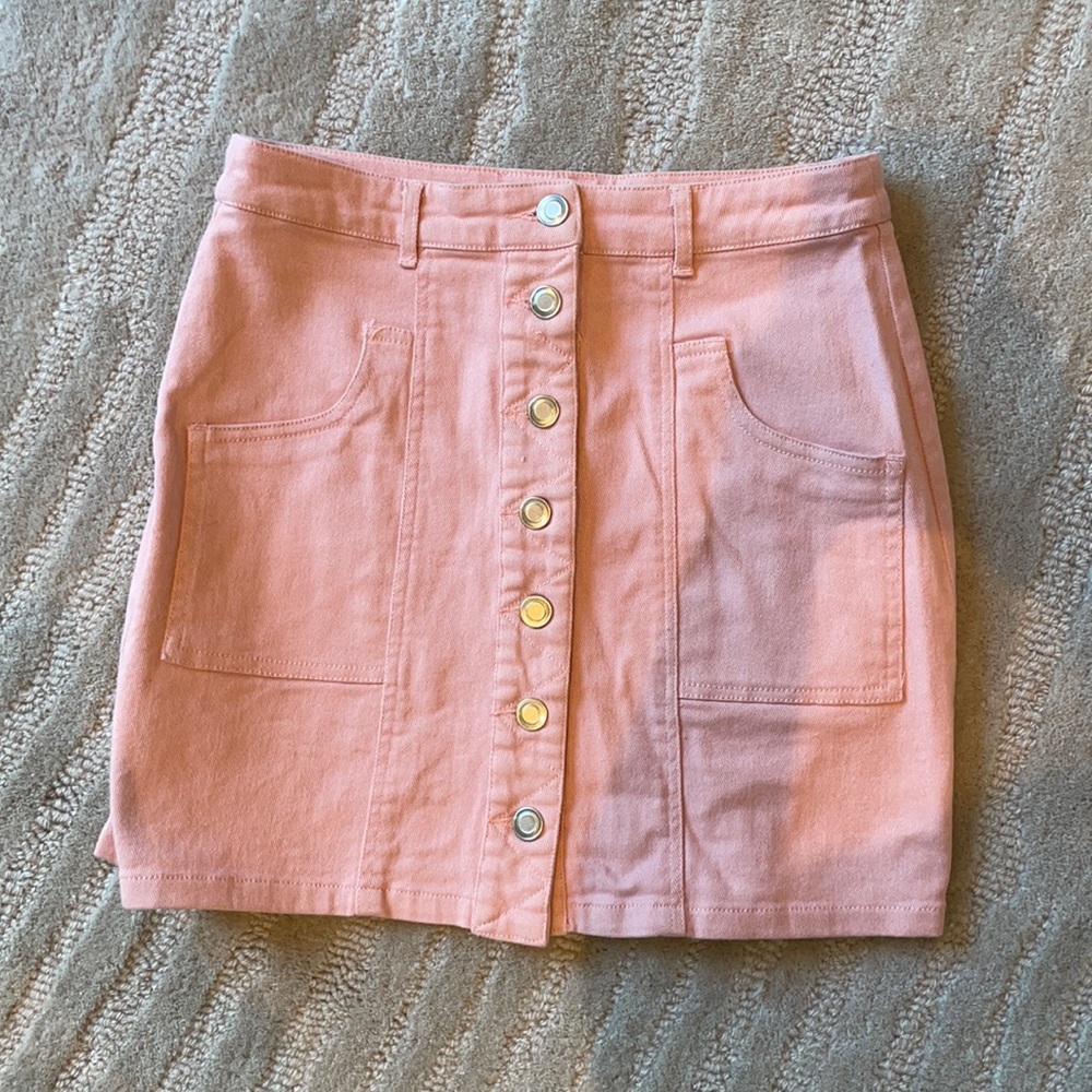Pink Denim Skirt